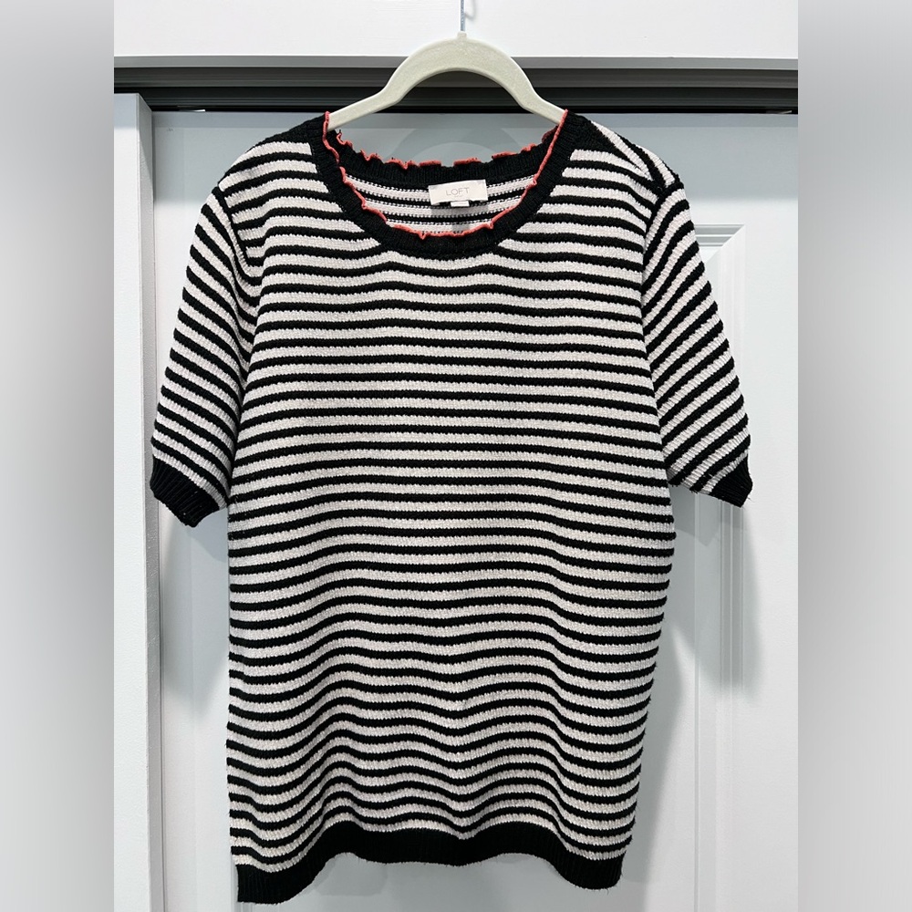 LOFT Outlet Short Sleeve Striped Sweater